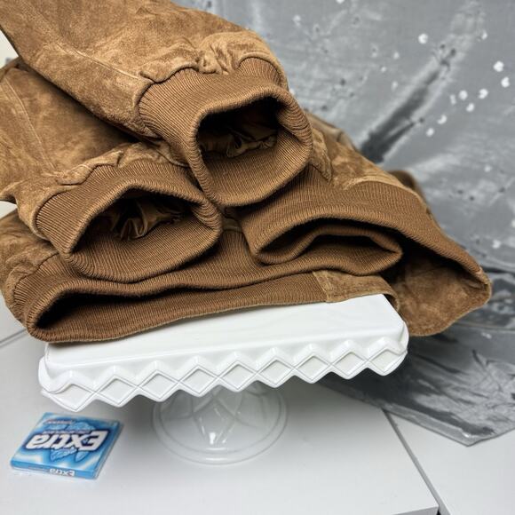 VTG Norm Thompson XXL 2X Tan Brown Suede Leather Quilt Lined Jacket Bomber Zip - Picture 6 of 10